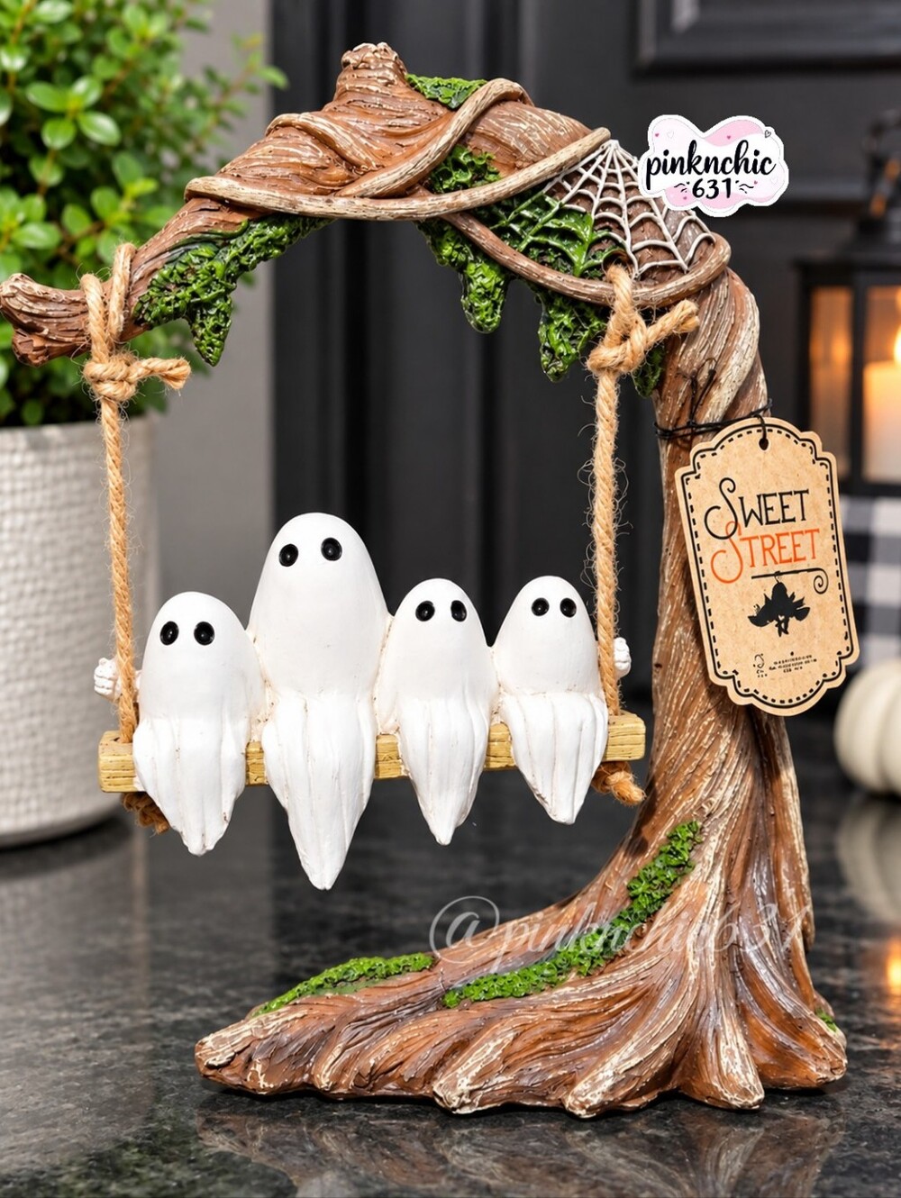 Sweet Street Swinging Ghosts On A Swing Halloween Decor